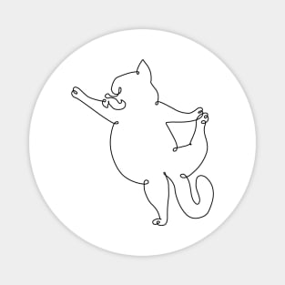 One Line Persian Cat Dancer Pose Magnet